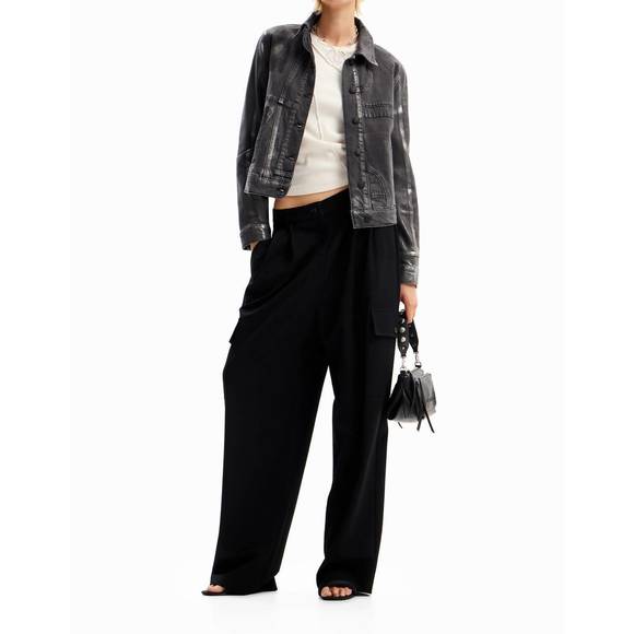 NEW DESIGUAL metallic denim trucker jacket in light grey - Picture 4 of 4